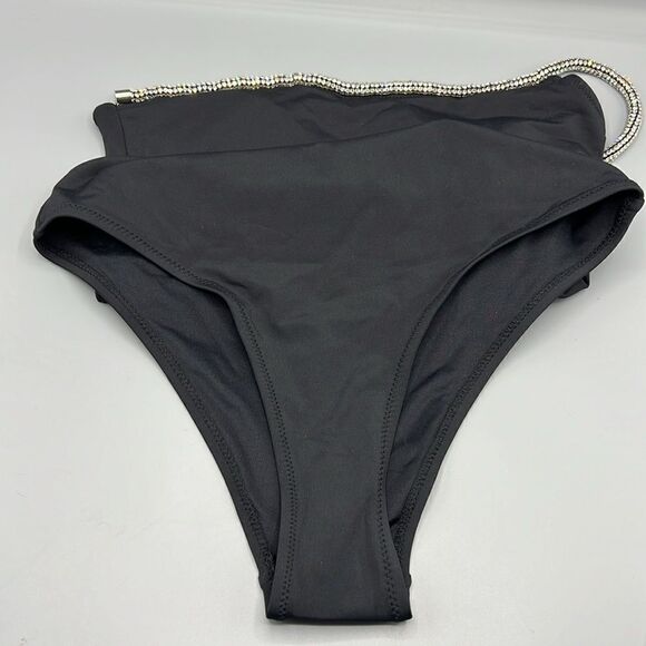 Zara Asymmetric Jeweled One Piece Black Swimsuit - Picture 8 of 11